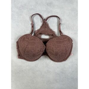 Victoria's Secret 36D Lace Front Close Bra Mauve Racerback Lined Demi